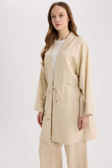 Relax Fit Belted Linen Blend Kimono