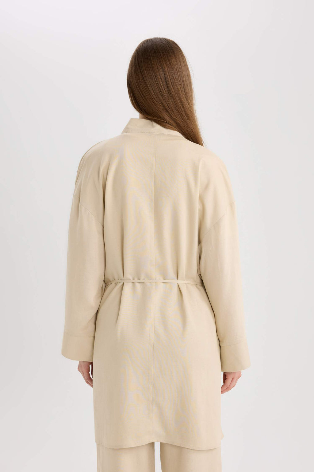 Relax Fit Belted Linen Blend Kimono