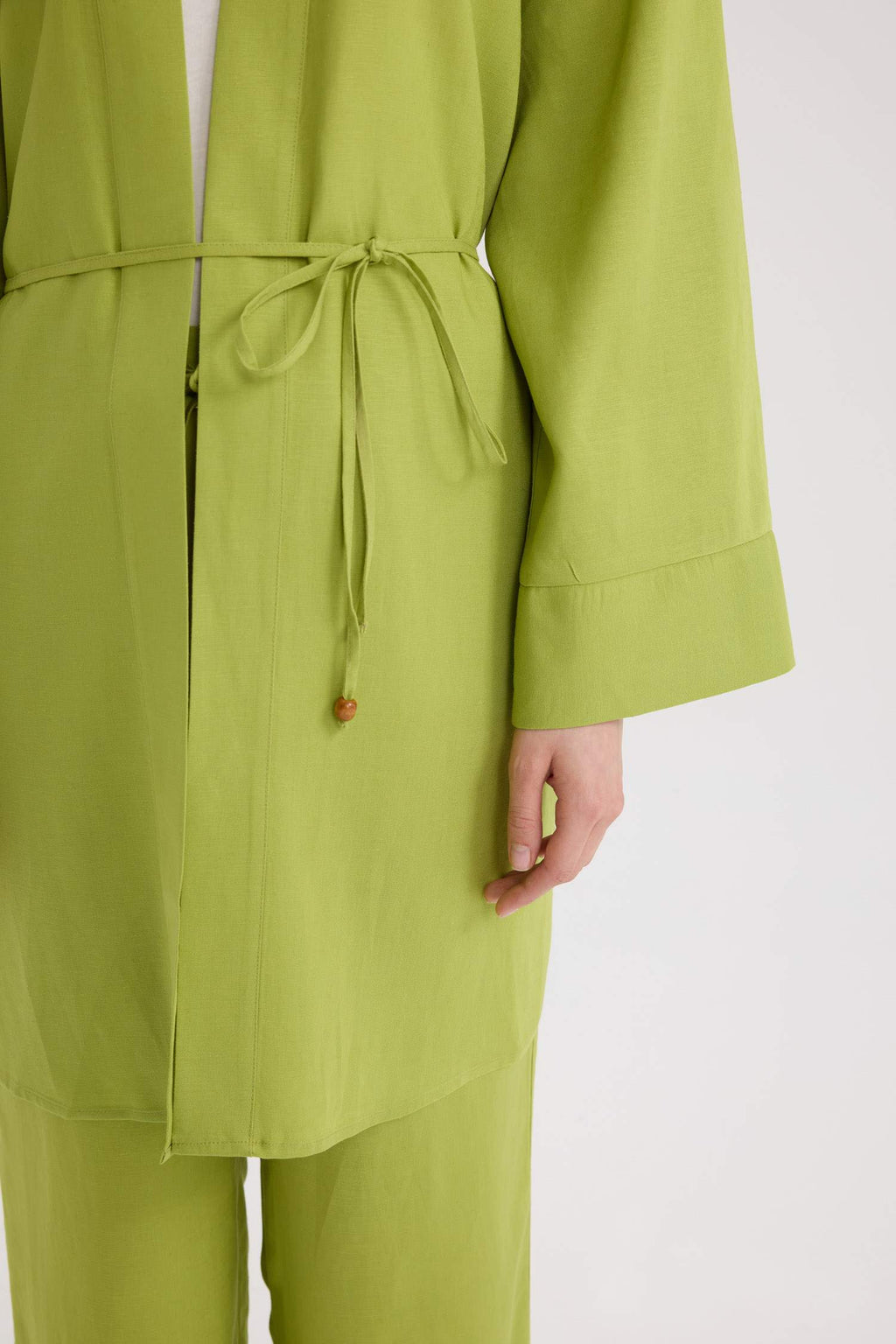 Relax Fit Belted Linen Blend Kimono