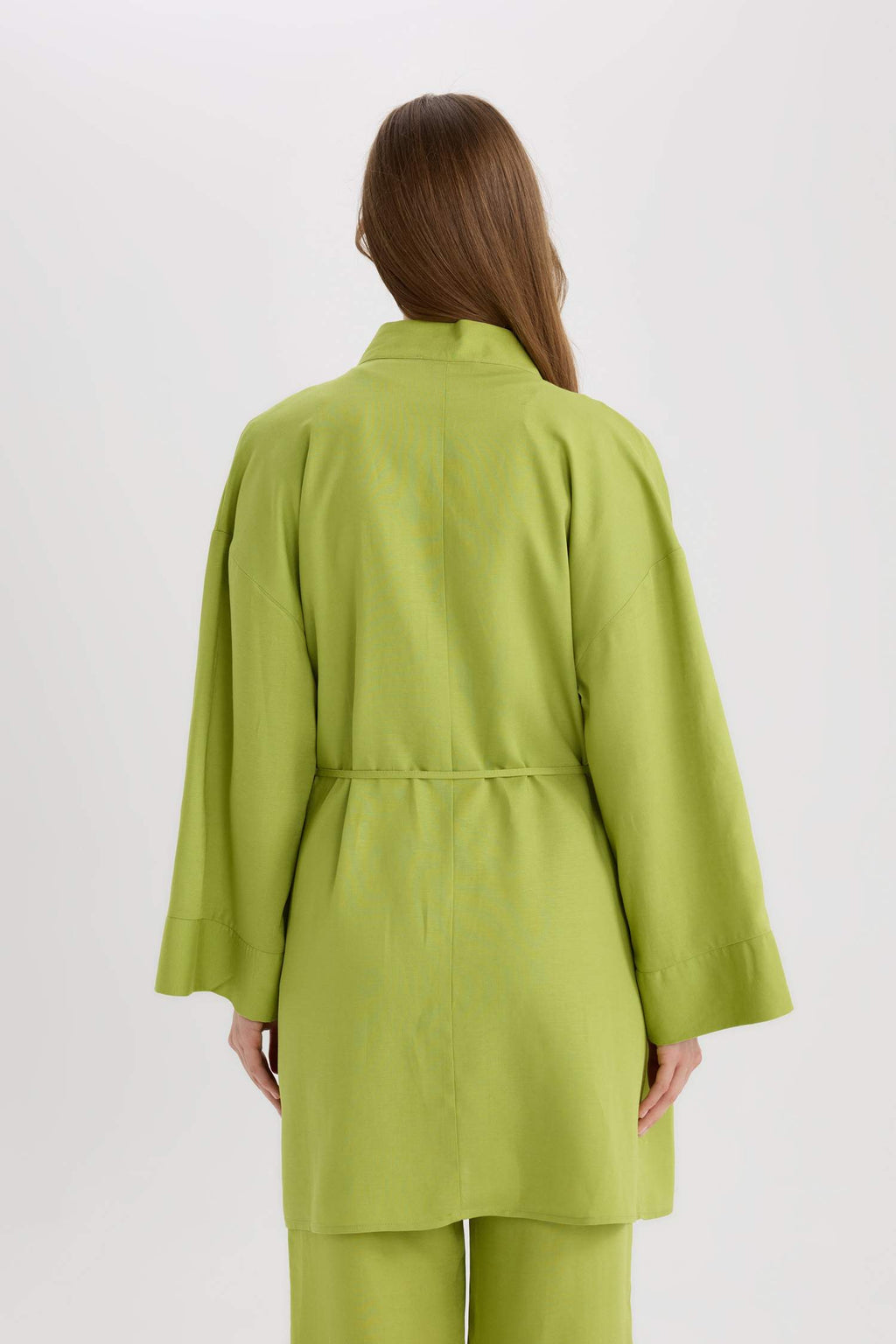 Relax Fit Belted Linen Blend Kimono