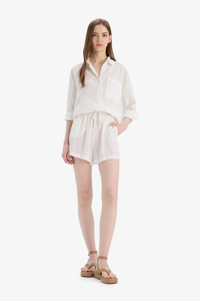 Viscose shorts with elastic waist Hover Image