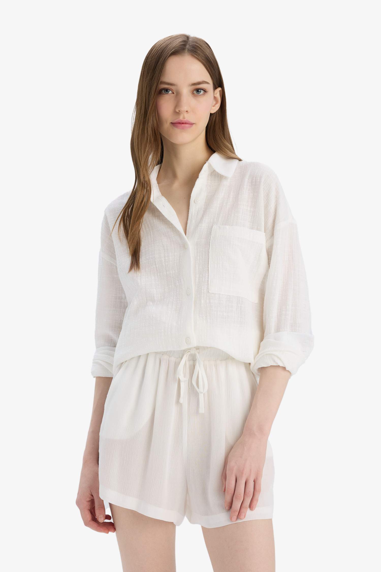 Viscose shorts with elastic waist