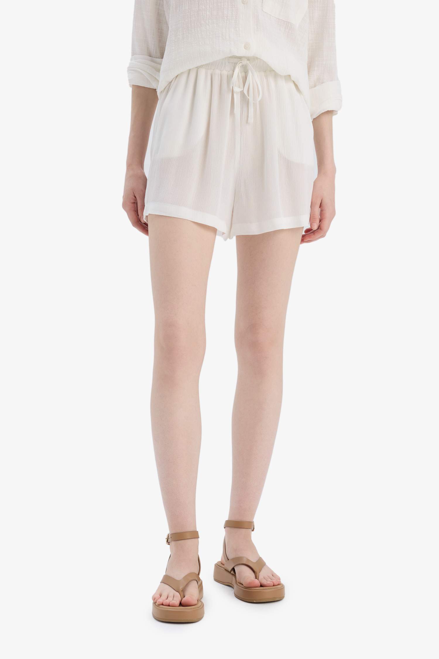 Viscose shorts with elastic waist