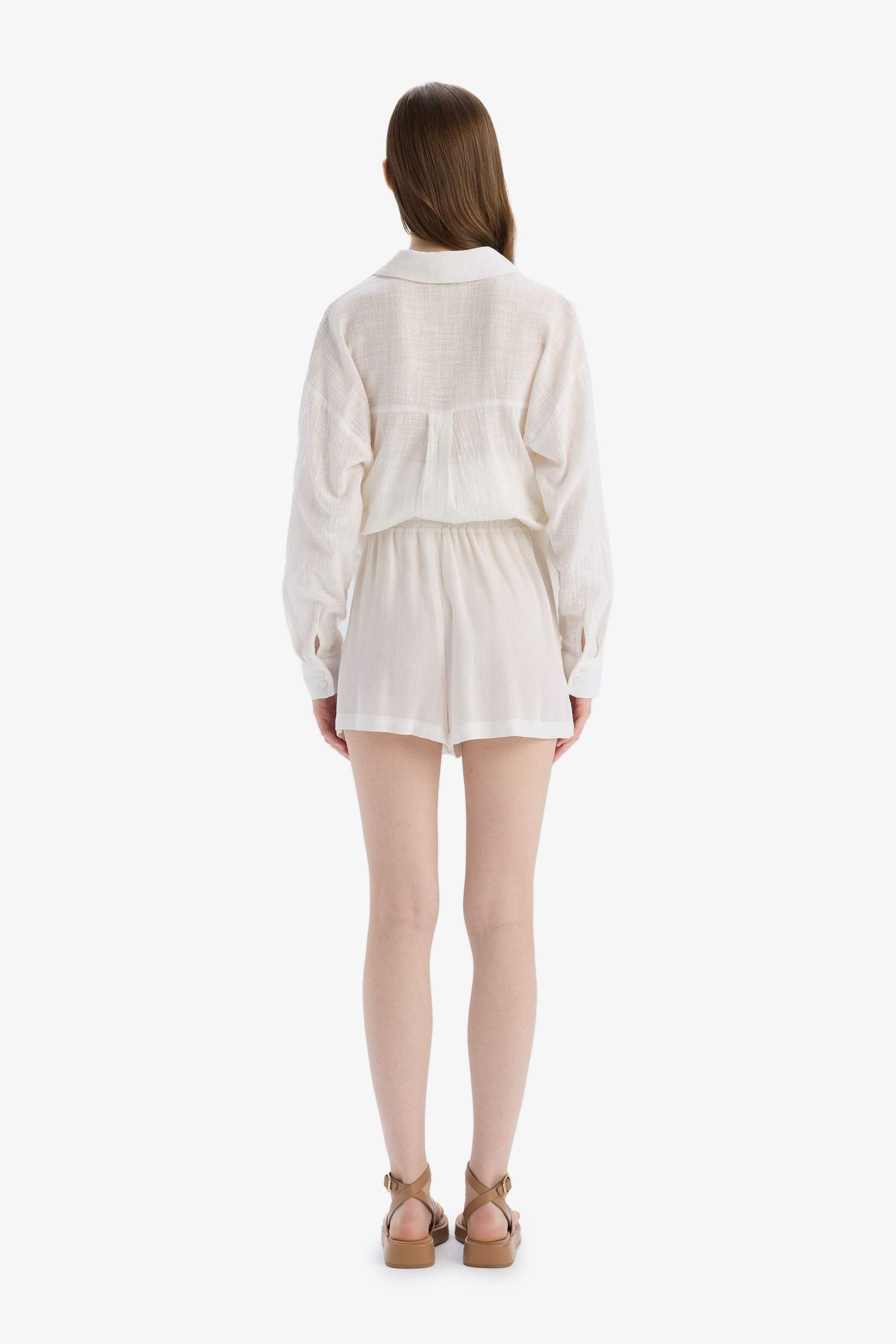 Viscose shorts with elastic waist