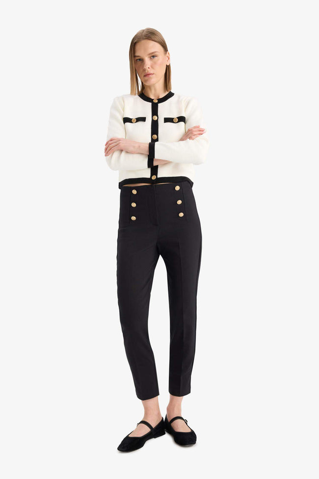 Skinny Fit High Waist Straight Leg Satin Trousers Main Image