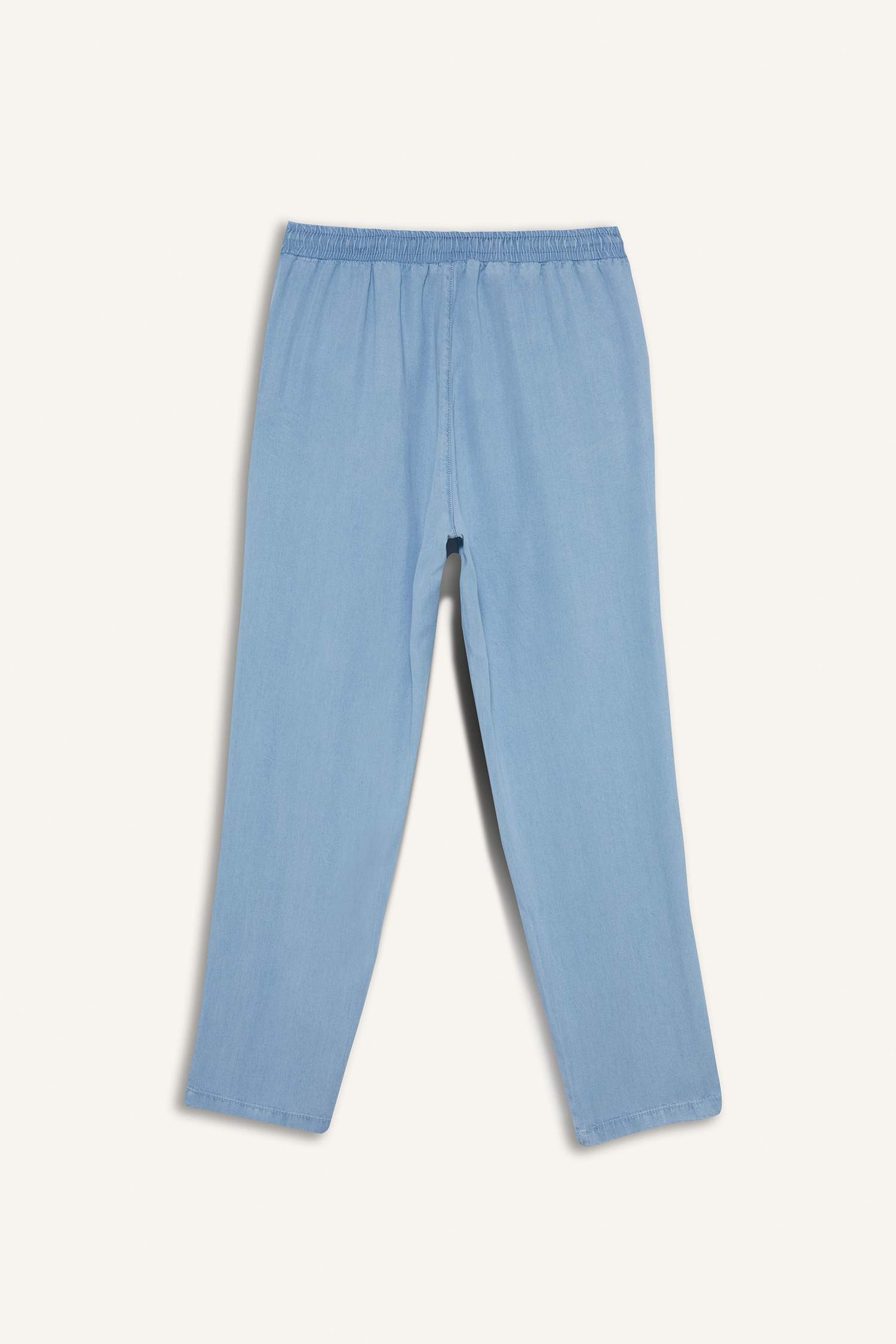 Pull On Carrot Fit High Waist Ankle Length Tencel Washed Trousers