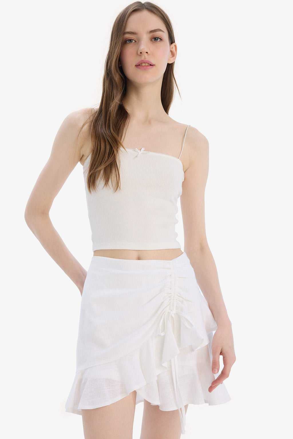 Regular Fit Linen Mini Skirt