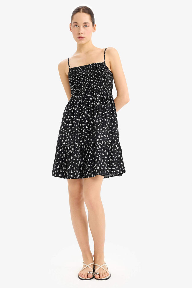 Floral Bodycon Mini Dress with Straps Hover Image