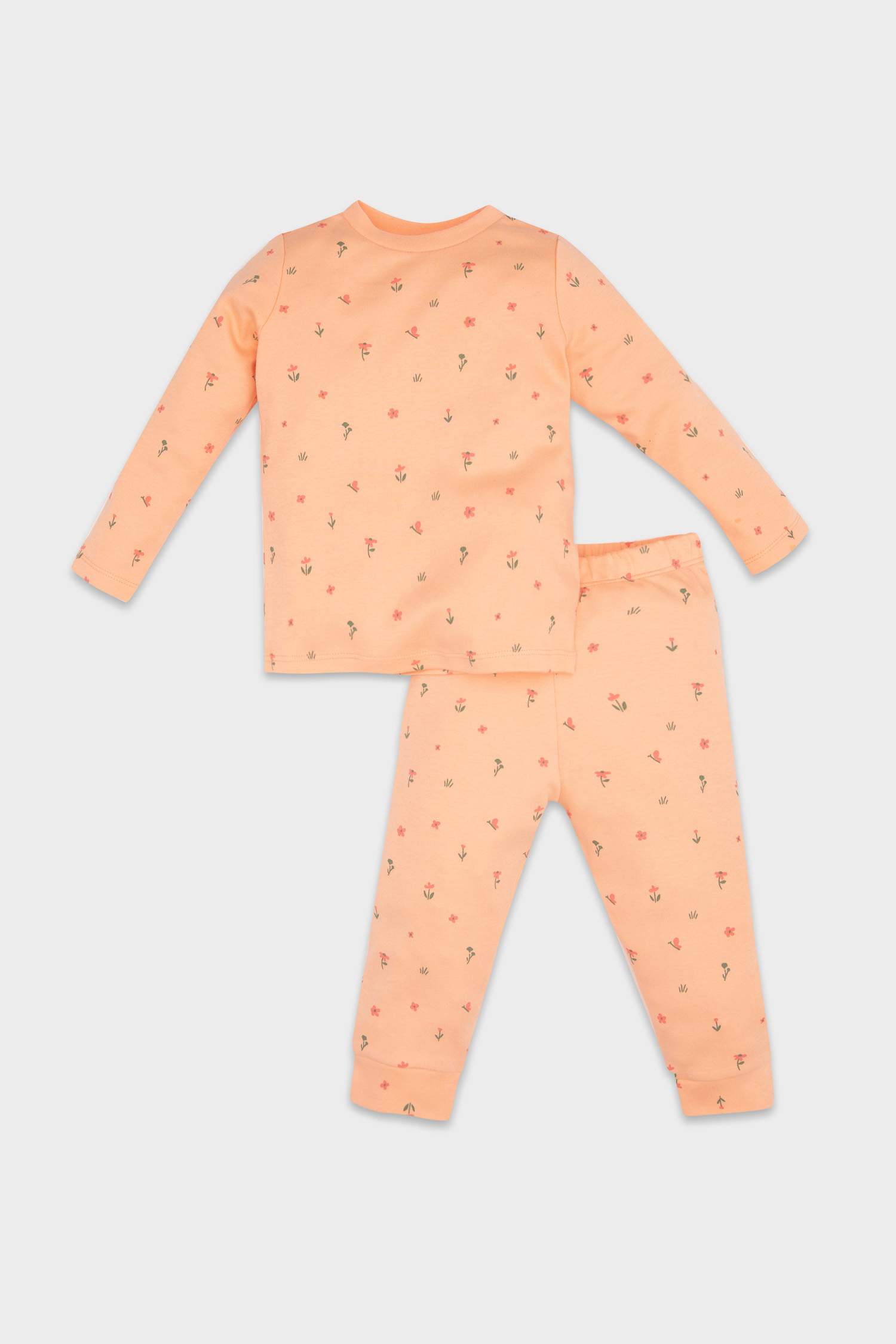 Girl Baby Pajama Kit Bicycle Collar Floral Long Sleeve Top Long Bottom