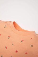 Girl Baby Pajama Kit Bicycle Collar Floral Long Sleeve Top Long Bottom