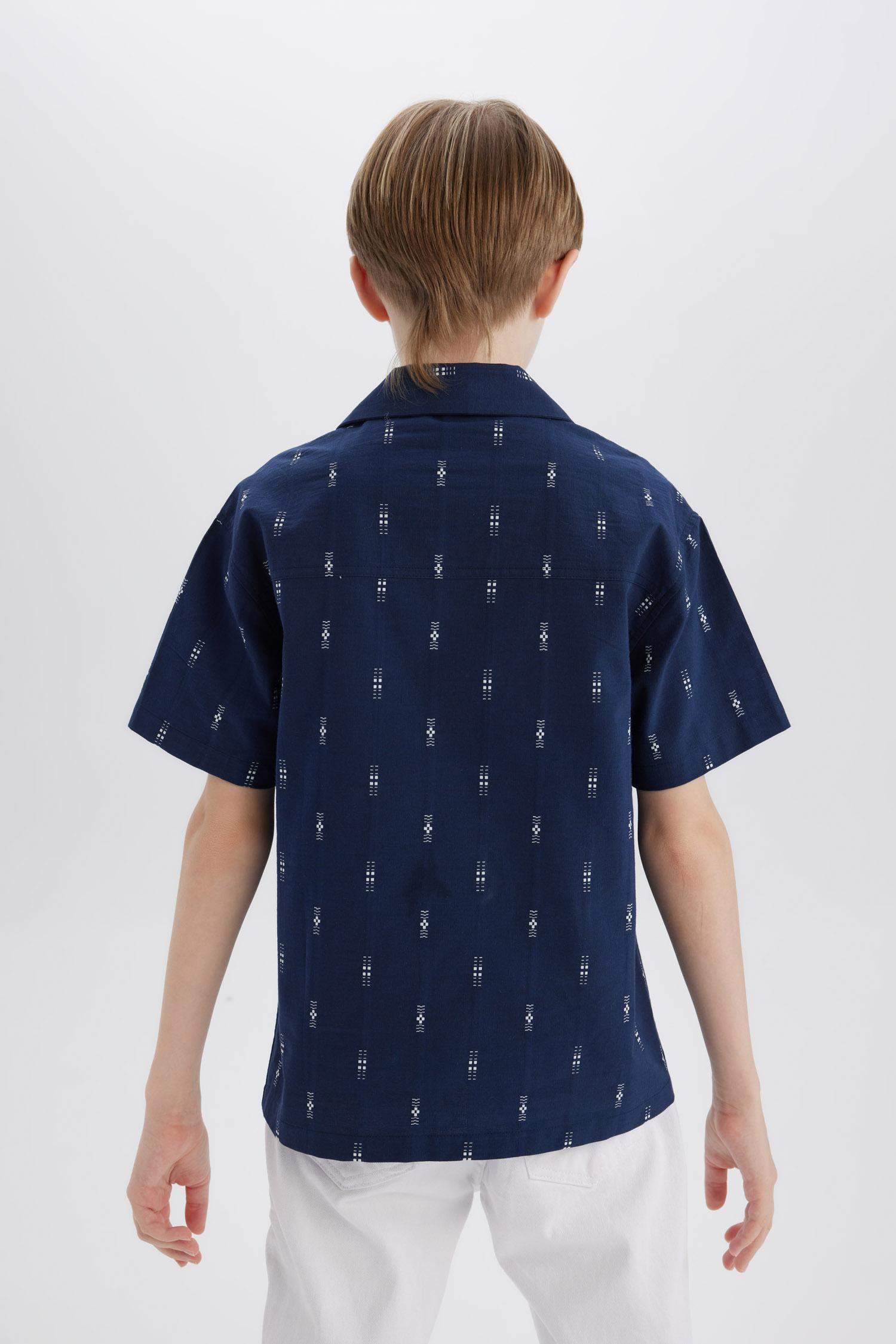 Boy Oversize Fit Polo Neck Embroidered Shirt