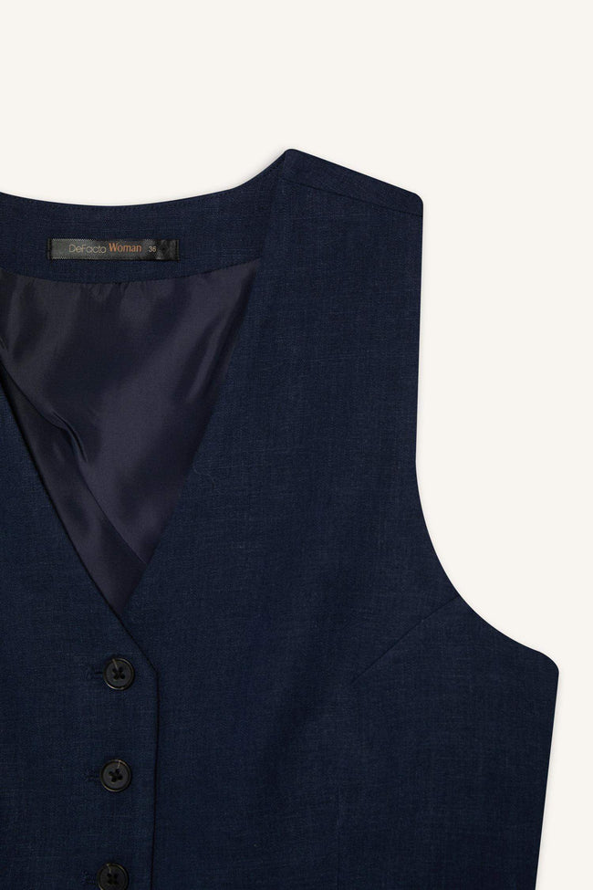 V Neck Linen Blend Vest Main Image