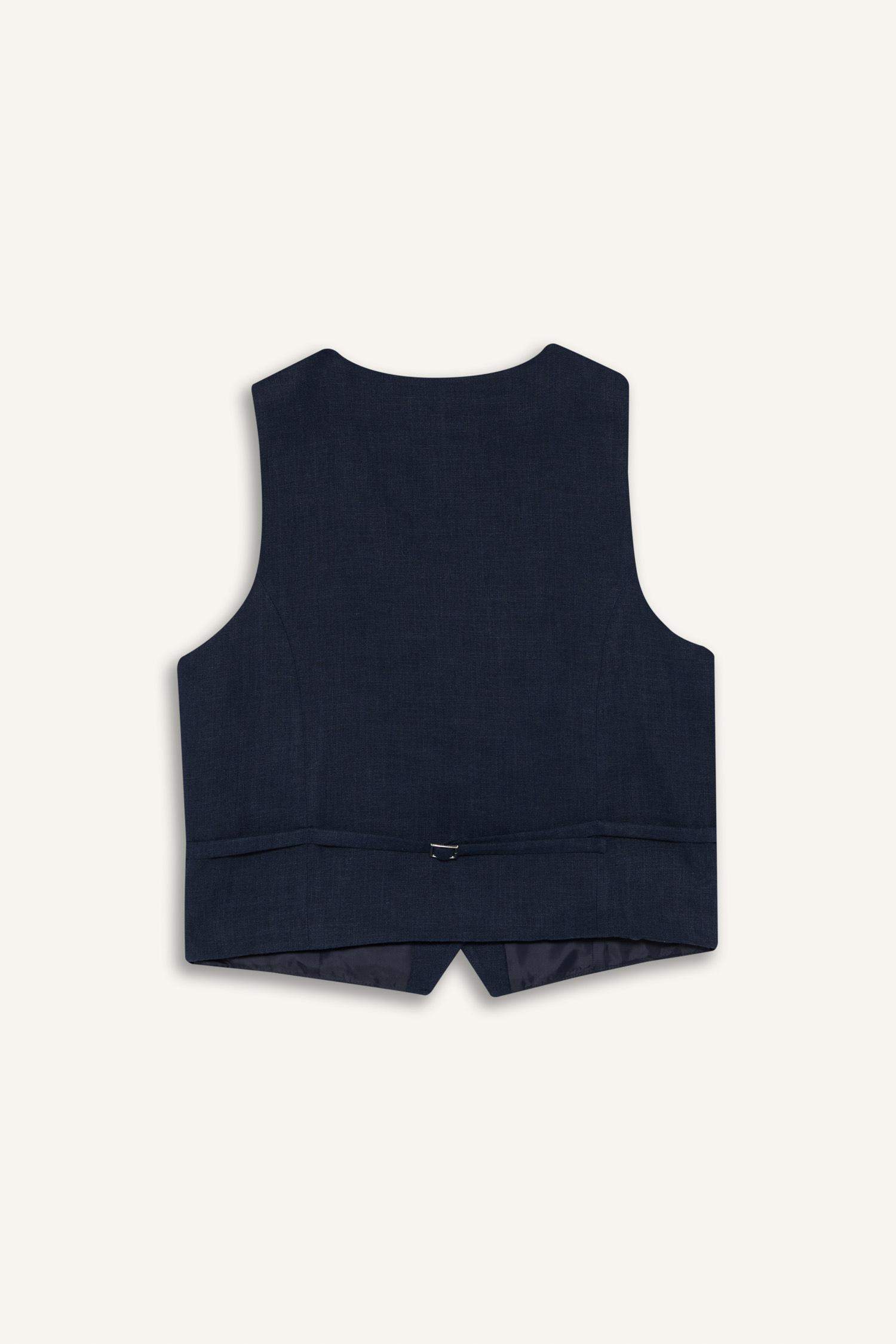 V Neck Linen Blend Vest