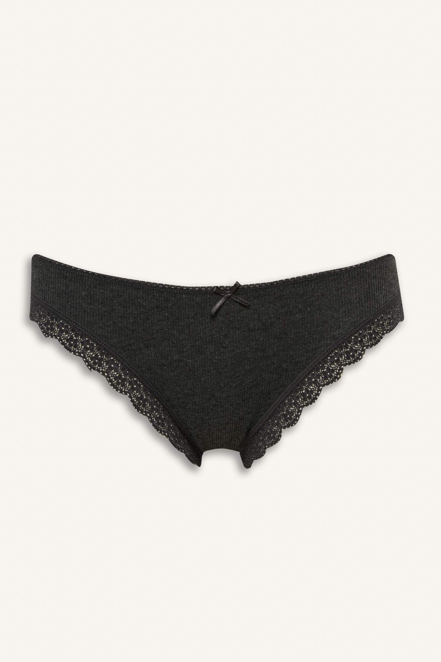 Lace Detail Ribbed 3-Pack Brazilian Panties