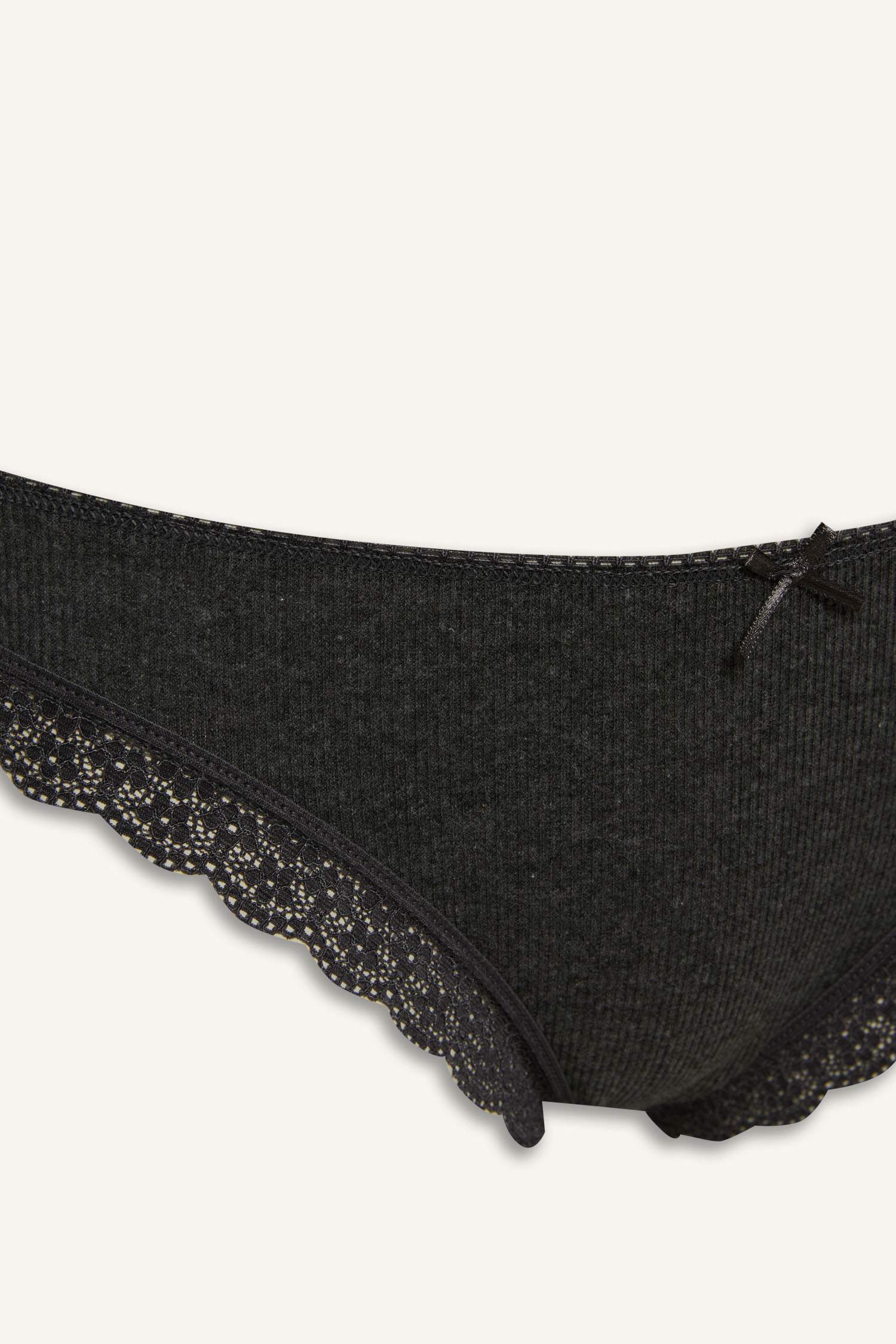 Lace Detail Ribbed 3-Pack Brazilian Panties