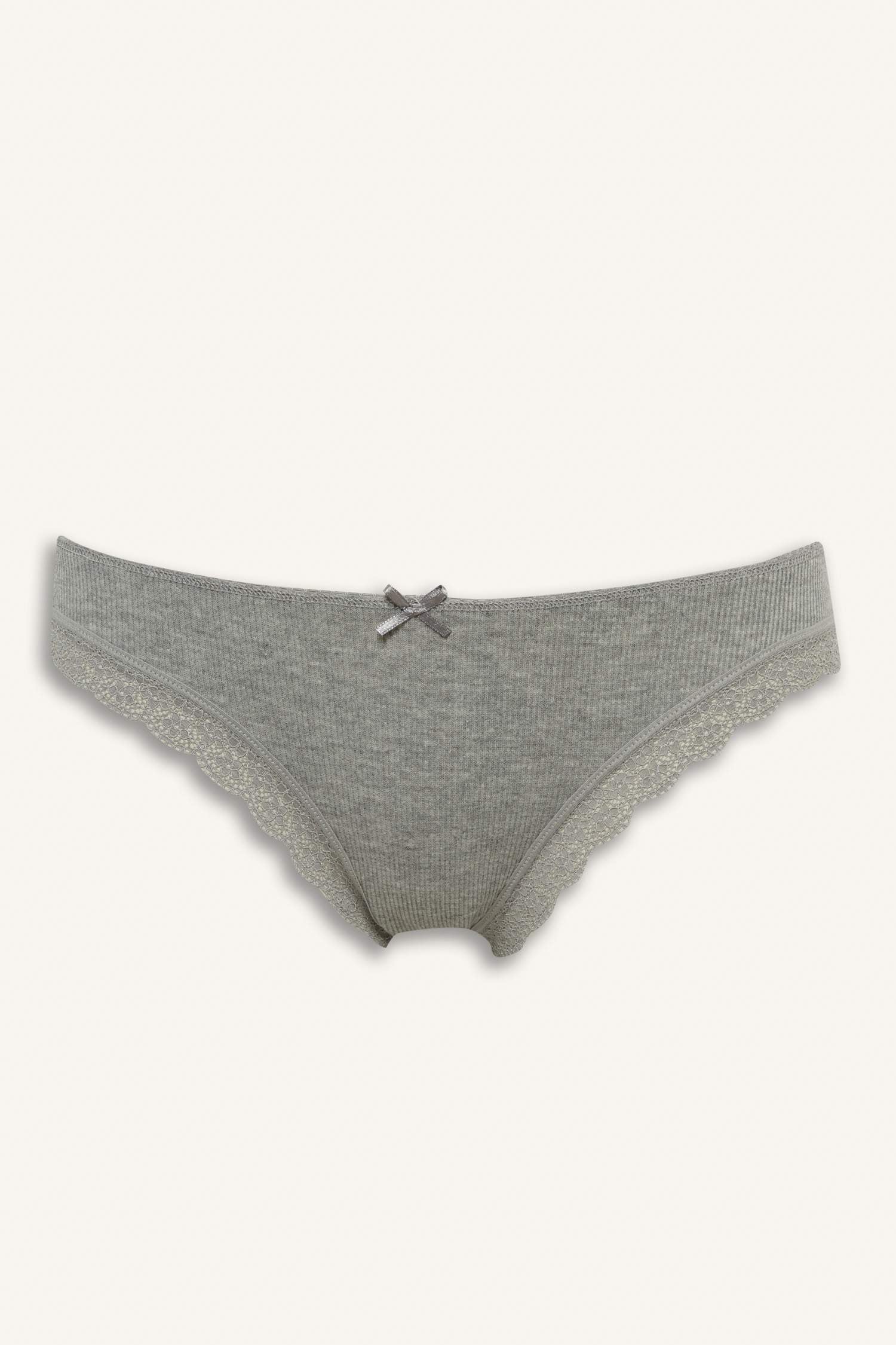 Lace Detail Ribbed 3-Pack Brazilian Panties