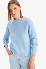 Regular Fit Crew Neck Basic Plain Soft Touch Knit Sweater