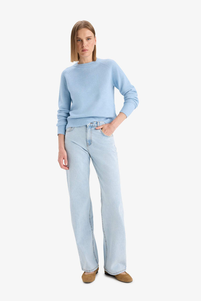 Regular Fit Crew Neck Basic Plain Soft Touch Knit Sweater Main Image