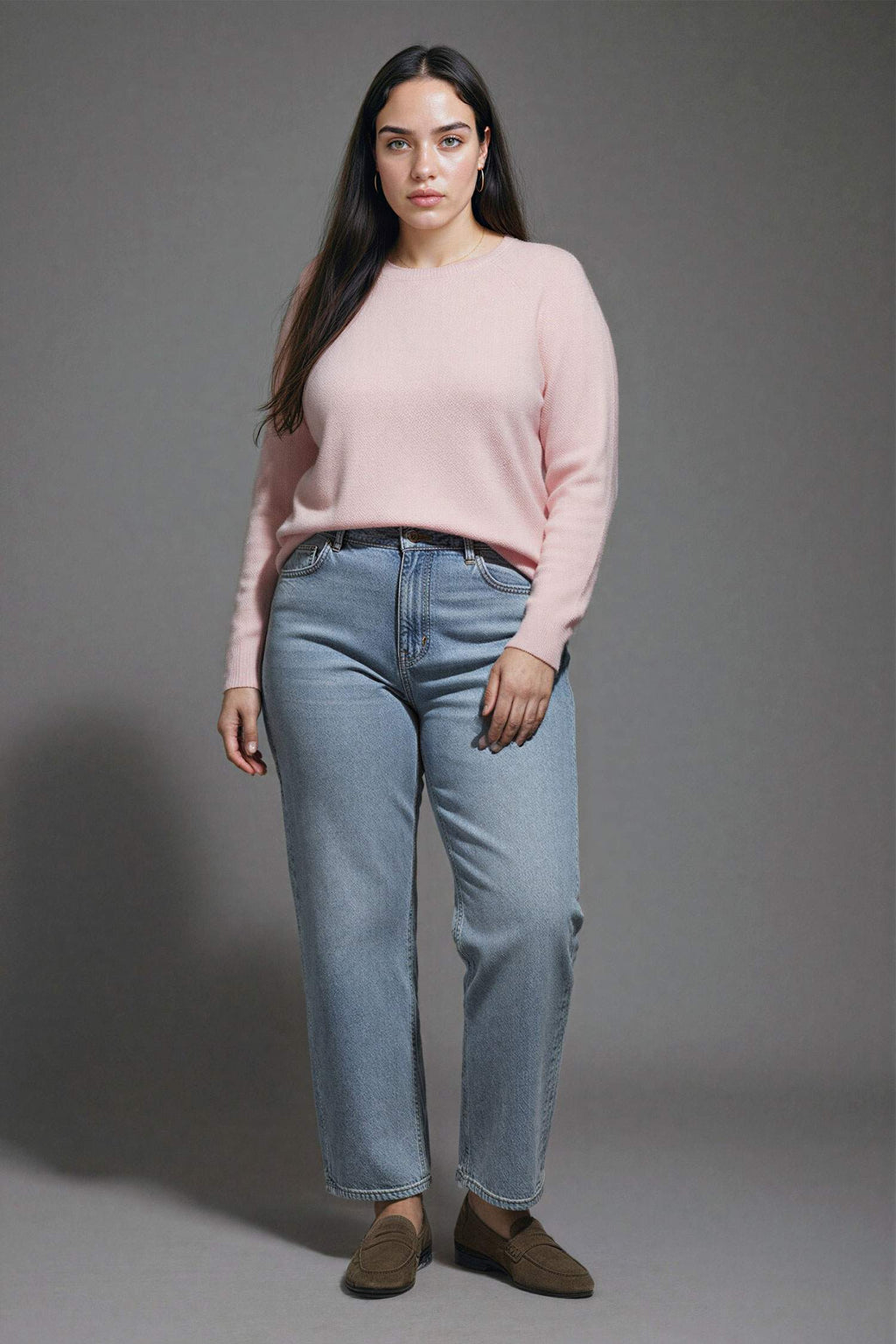 Regular Fit Crew Neck Basic Plain Soft Touch Knit Sweater