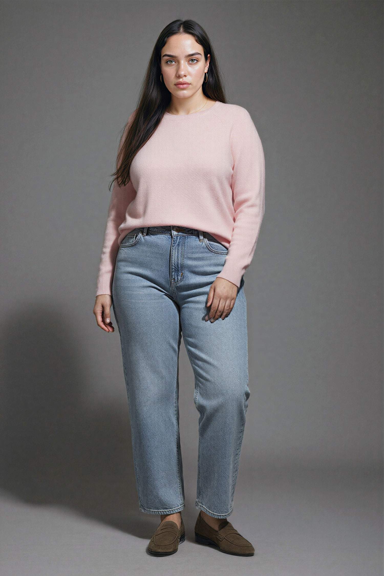 Regular Fit Crew Neck Basic Plain Soft Touch Knit Sweater