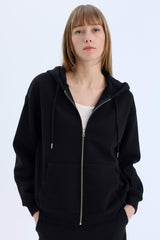 Back to School Relax Fit Hooded Thick Basic Sweatshirt
