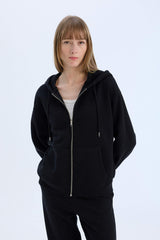 Back to School Relax Fit Hooded Thick Basic Sweatshirt