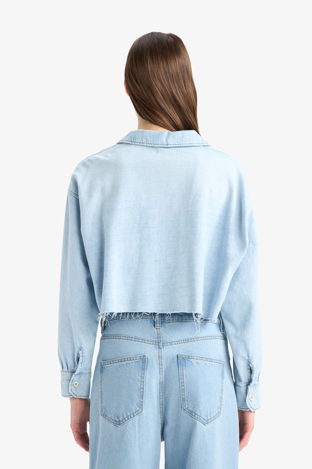 Cropped Fit Cut-Off Soft Jean Shirt
