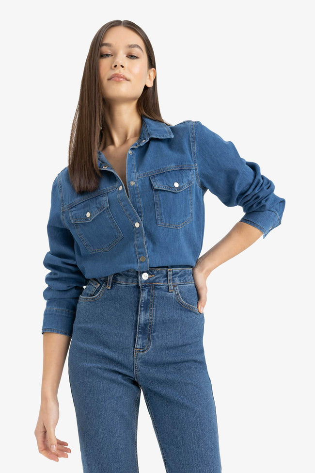 Slim Fit Slim Cut Jean Shirt Hover Image