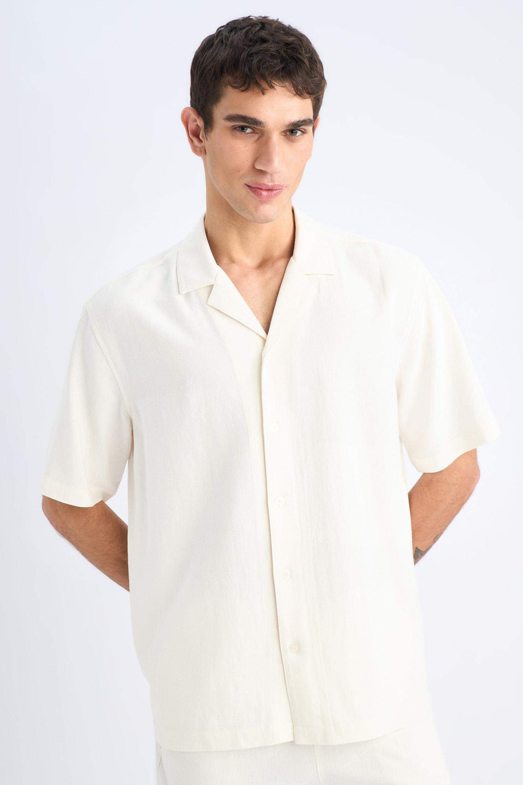 Relax-Fit Polo-Neck Cotton Summer Short-Sleeve Shirt
