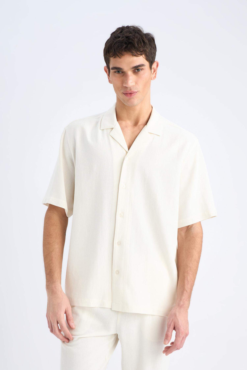 Relax-Fit Polo-Neck Cotton Summer Short-Sleeve Shirt