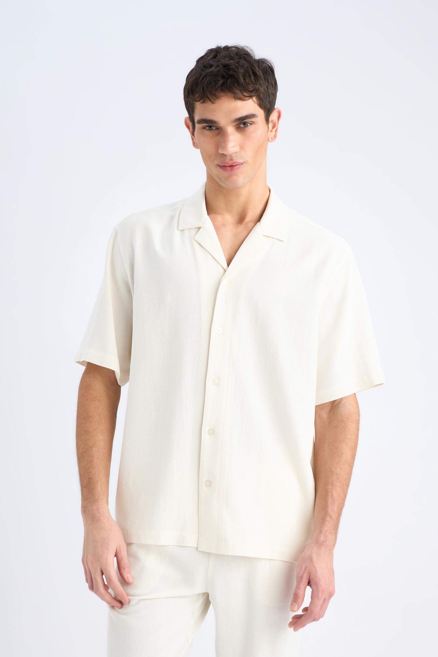 Relax-Fit Polo-Neck Cotton Summer Short-Sleeve Shirt