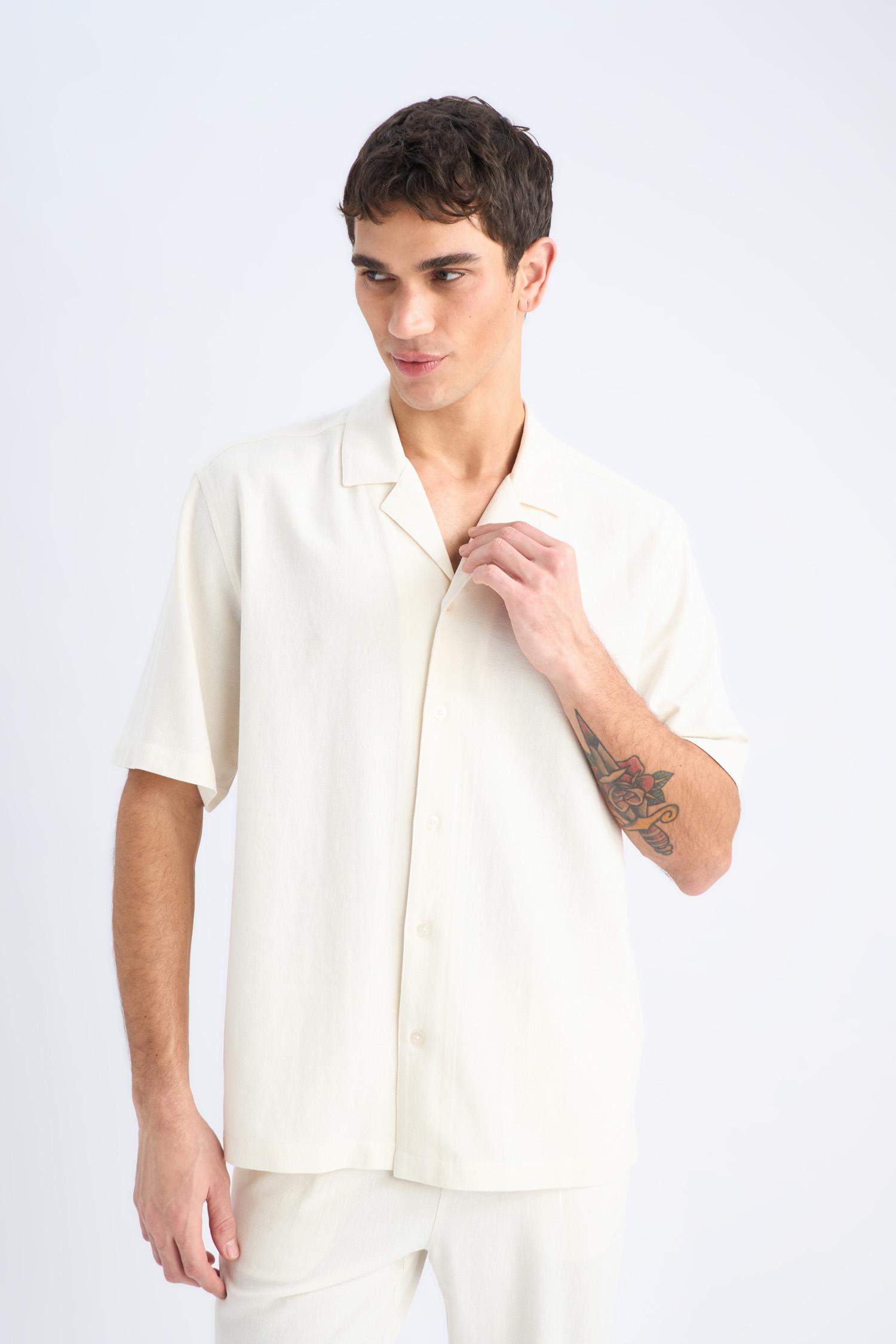 Relax-Fit Polo-Neck Cotton Summer Short-Sleeve Shirt