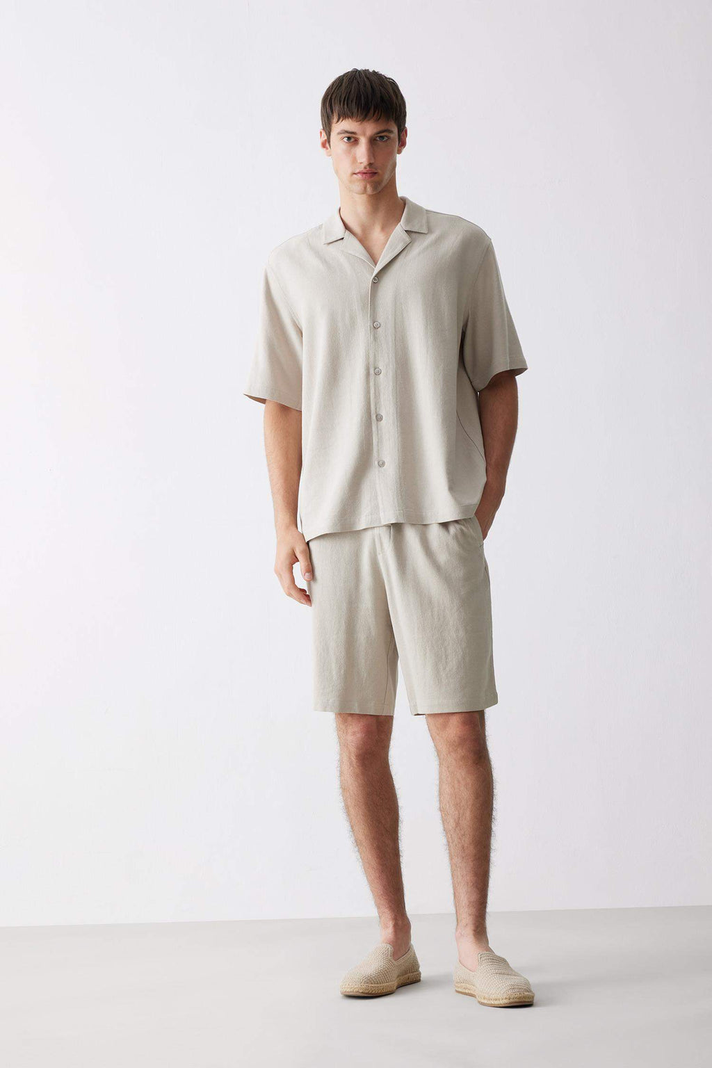 Relax-Fit Polo-Neck Cotton Summer Short-Sleeve Shirt