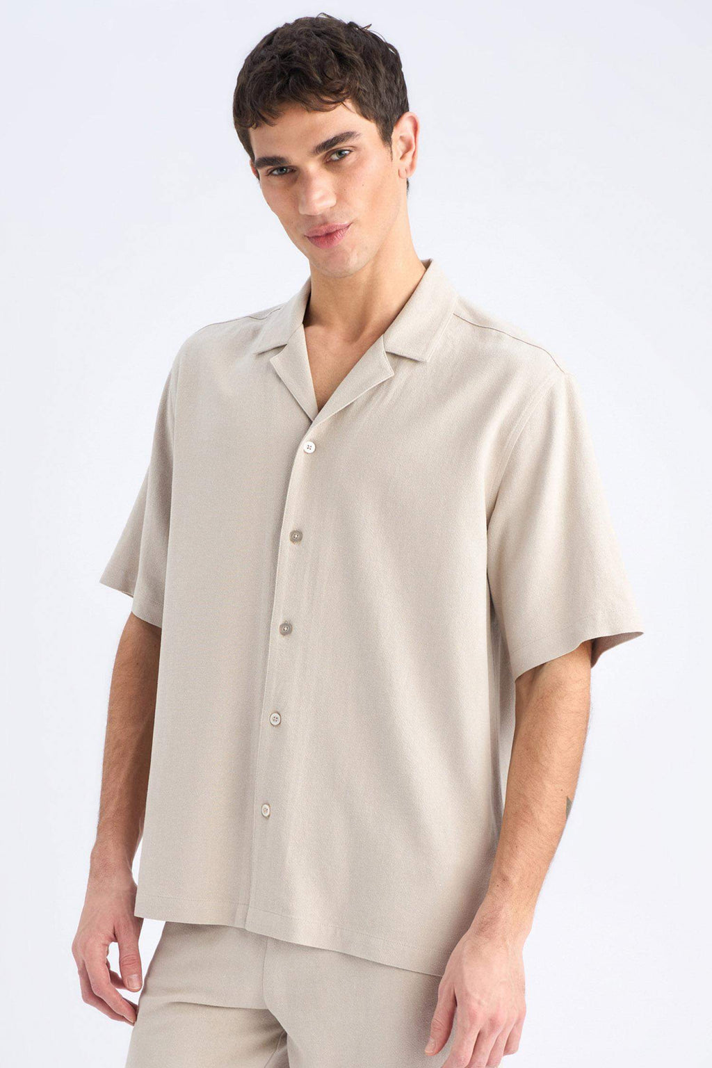 Relax-Fit Polo-Neck Cotton Summer Short-Sleeve Shirt