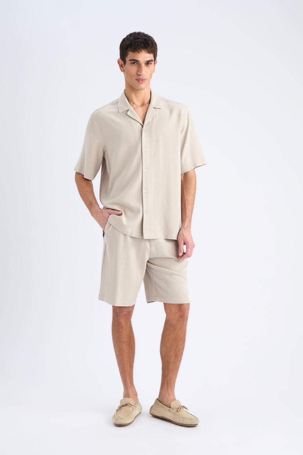 Relax-Fit Polo-Neck Cotton Summer Short-Sleeve Shirt