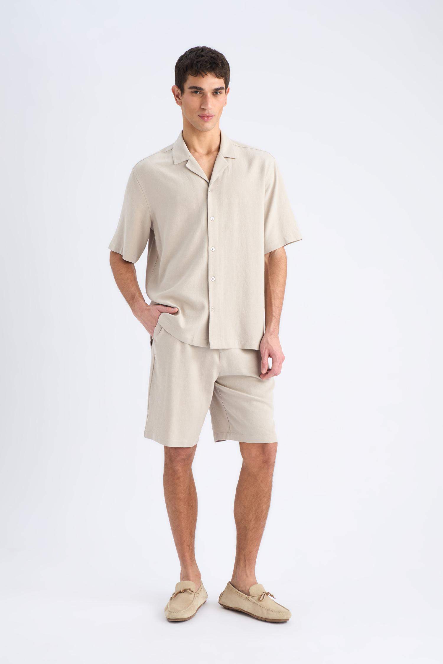 Relax-Fit Polo-Neck Cotton Summer Short-Sleeve Shirt