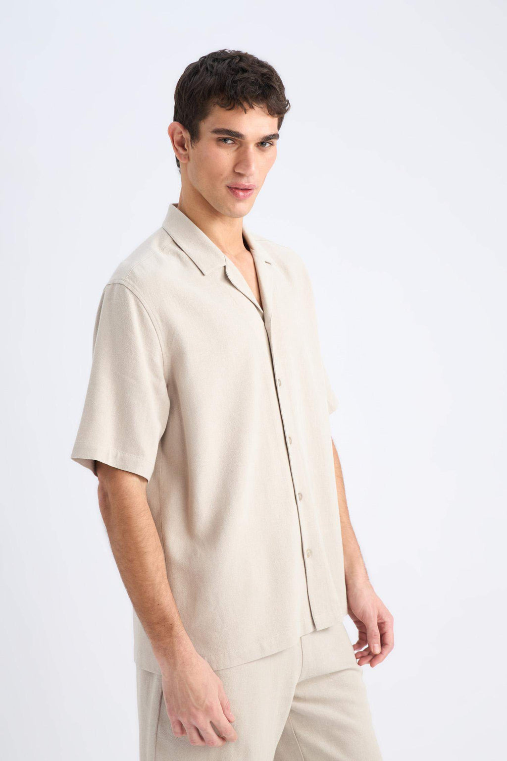 Relax-Fit Polo-Neck Cotton Summer Short-Sleeve Shirt