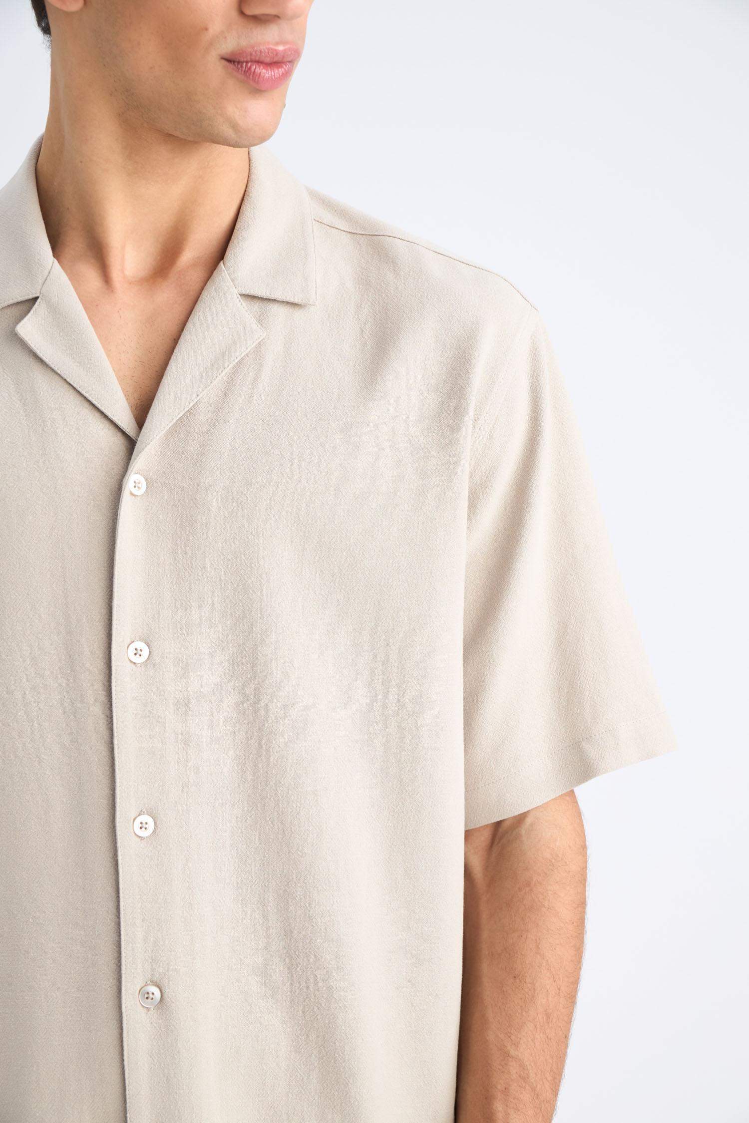 Relax-Fit Polo-Neck Cotton Summer Short-Sleeve Shirt