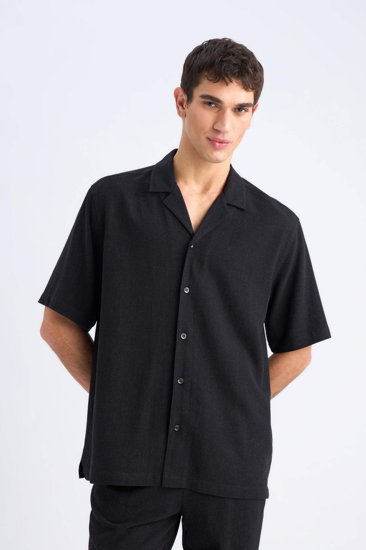 Relax-Fit Polo-Neck Cotton Summer Short-Sleeve Shirt