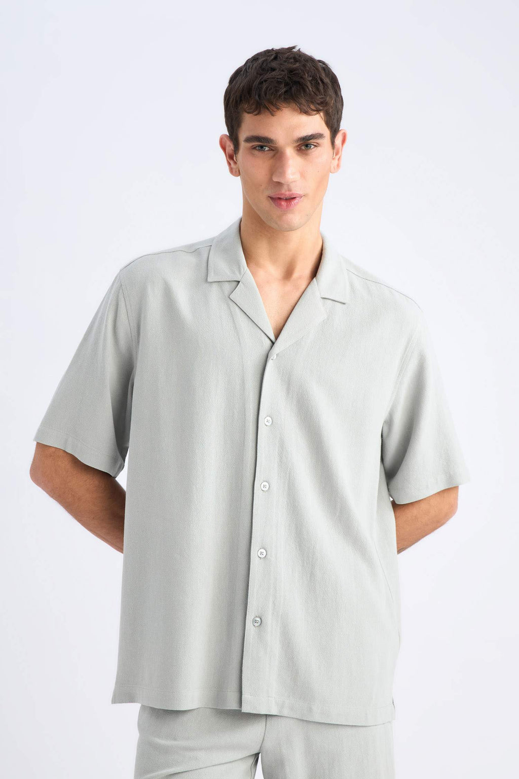 Relax-Fit Polo-Neck Cotton Summer Short-Sleeve Shirt