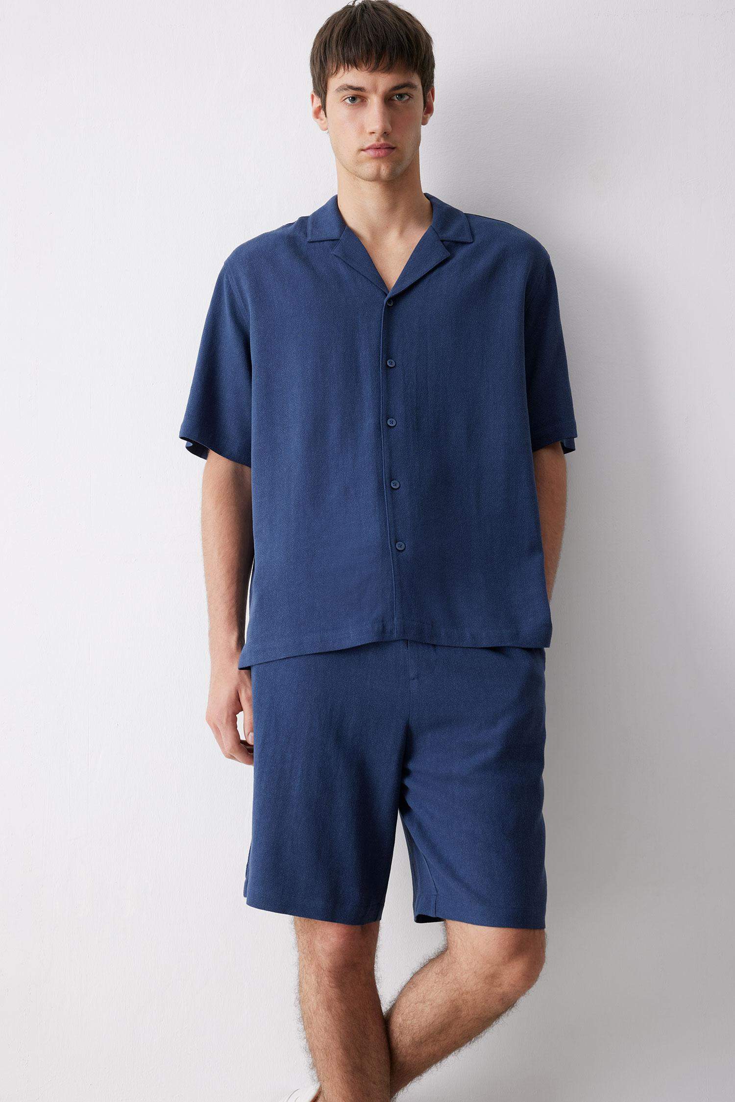 Relax-Fit Polo-Neck Cotton Summer Short-Sleeve Shirt