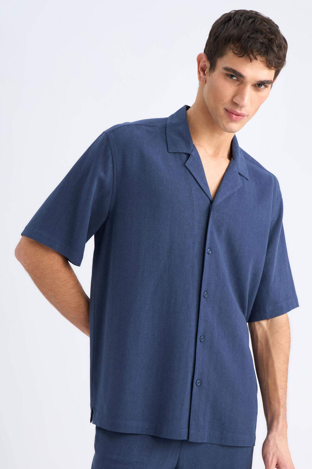 Relax-Fit Polo-Neck Cotton Summer Short-Sleeve Shirt