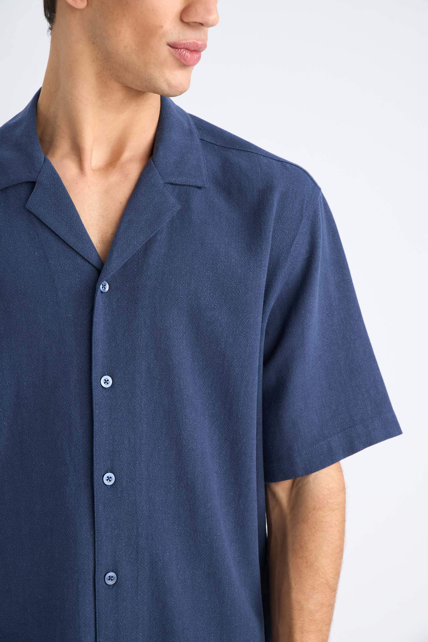 Relax-Fit Polo-Neck Cotton Summer Short-Sleeve Shirt