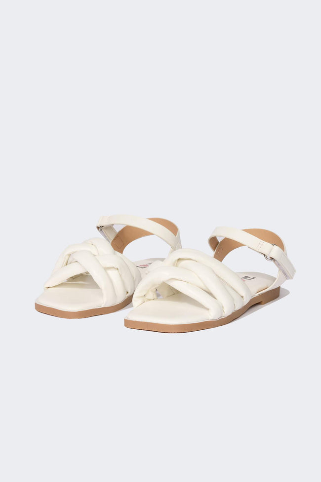 Girl Flat Sole Faux Leather Sandals Hover Image