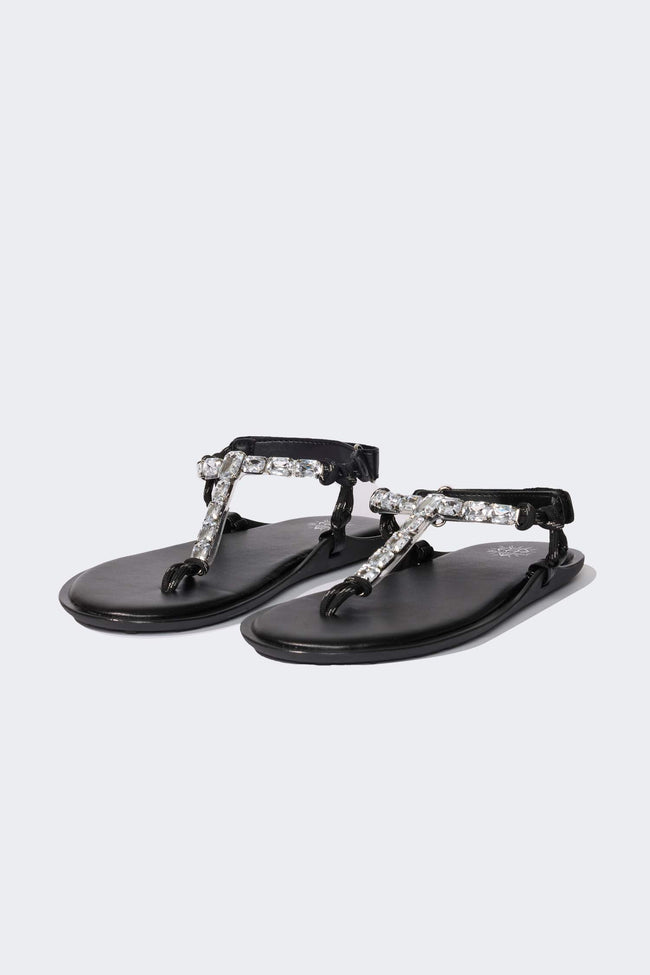 Woman Flat Sole Faux Leather Sandals Hover Image