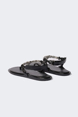 Woman Flat Sole Faux Leather Sandals