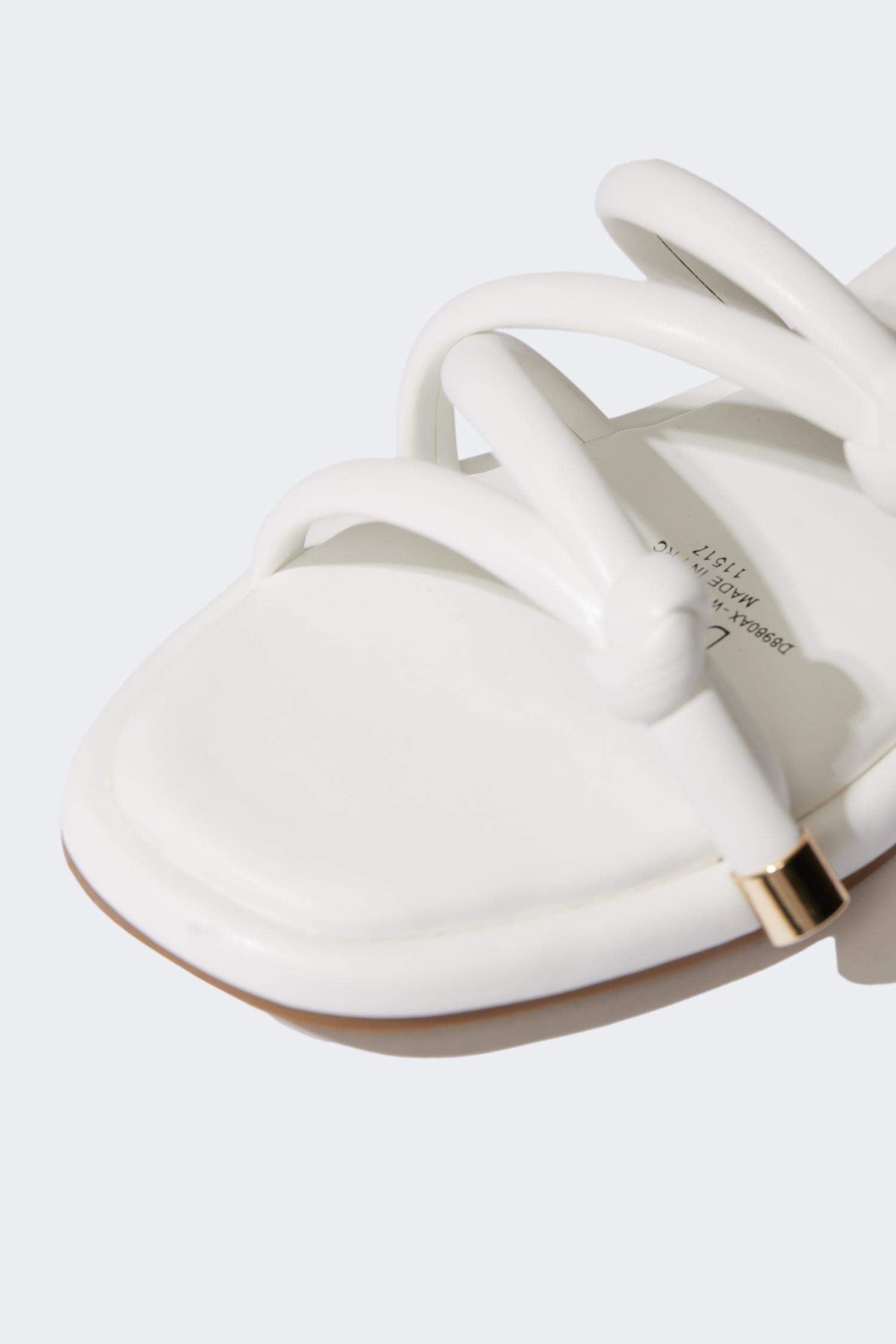 Woman Flat Base Faux Leather Slippers