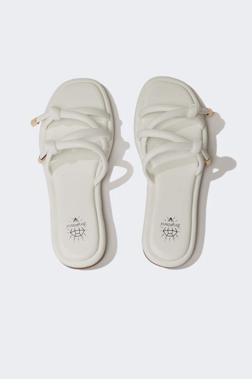 Woman Flat Base Faux Leather Slippers