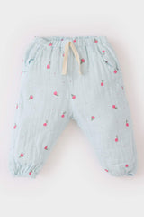 Girl Baby Waist Rubber Floral Muslin Pants