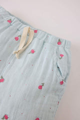 Girl Baby Waist Rubber Floral Muslin Pants